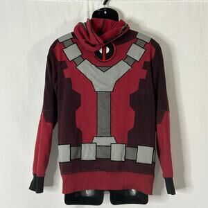 Marvel Deadpool Hoodie Zip Up Mask Cosplay Red Suit SM Mad Engine